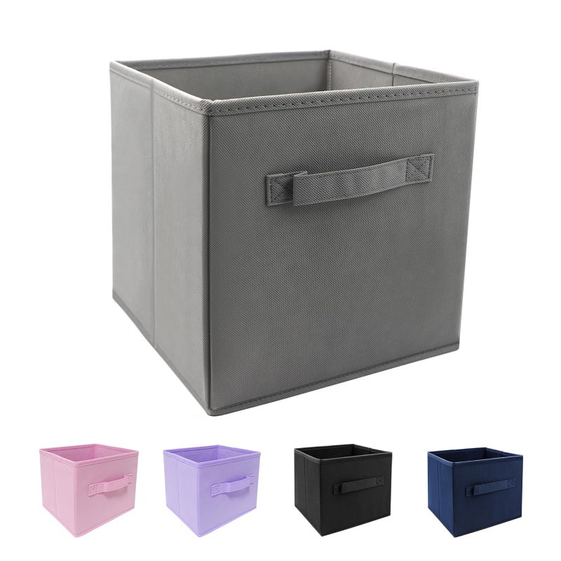 EBIGIC Mini Size 1-Pack Cube Storage Bins 9.0"x7.5"x7.5" Fabirc Foldable Closet Toy Organizer Collapsible Cloth Gray - Image 1